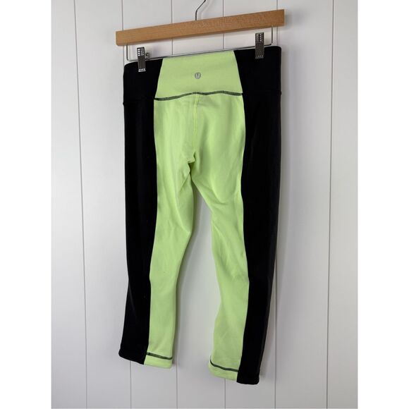 Lululemon Wunder Under Crop *Bonded Stripe Black / Faded Zap / Black 6 - Picture 5 of 10